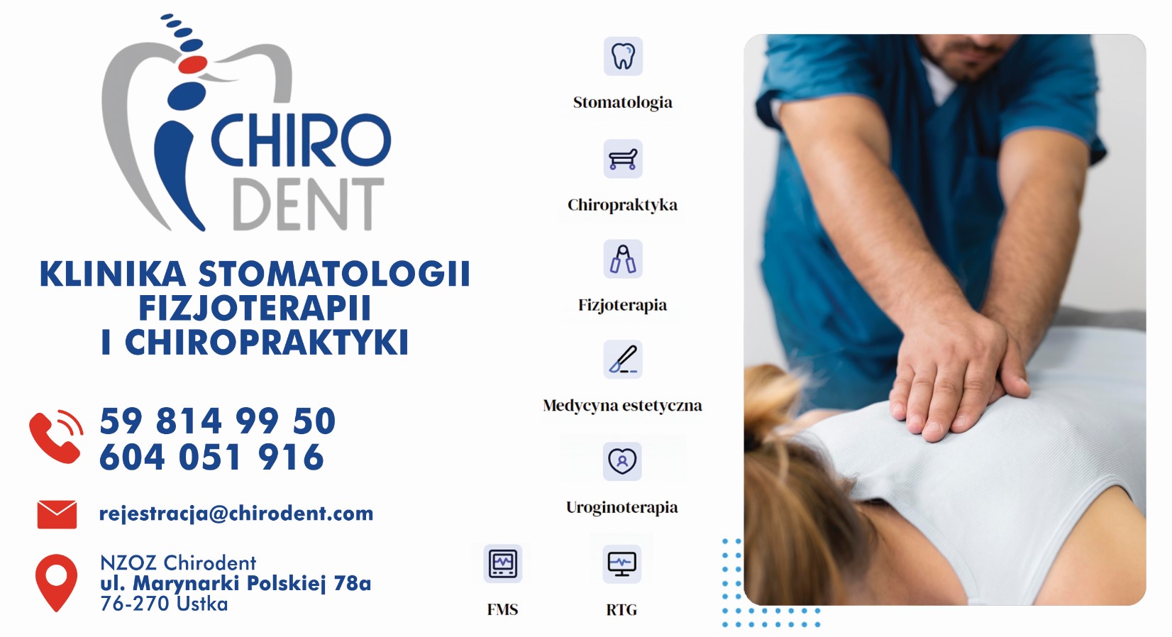 CHIRODENT KLINIKA STOMATOLOGII, FIZJOTERAPII I CHIROPRAKTYKI - masaż leczniczy USTKA masaż leczniczy USTKA